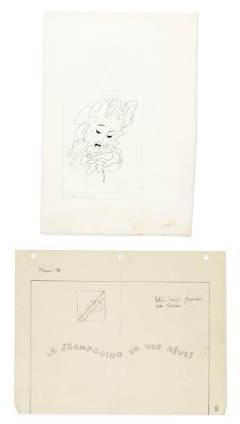GEORGES LEPAPE (1887-1971) Group of 16 working sketches and publication sheets for DOP hair care advertisements.